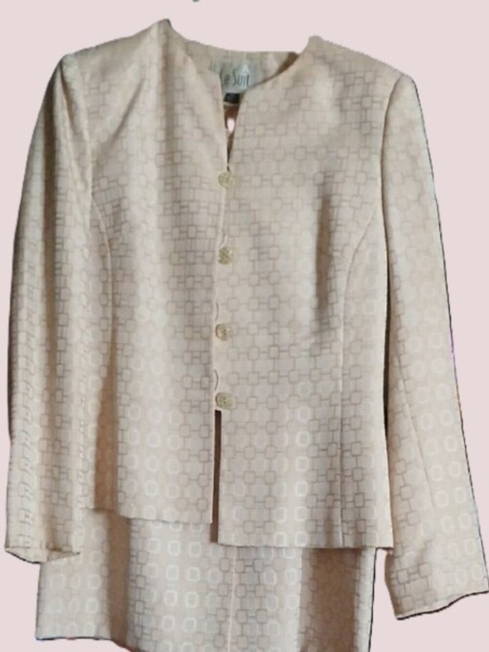 Cream Textured Two-Piece Business Suit